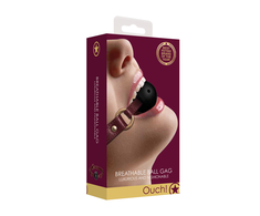 Ouch By Shots OUCH! Halo Breathable Ball Gag Gold Finish Adjustable Leather Strap