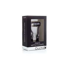 Ouch By Shots Ouch! Stainless Steel Pinch Nipple Clamps with Chain, Adjustable, Sidabrinis