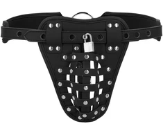 Ouch By Shots OUCH! Xtreme PU Leather Chastity Belt with Adjustable Straps Juodas