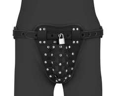 Ouch By Shots PU Leather Chastity Jock - Juodas