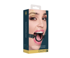 Ouch By Shots Ouch Halo Silicone Open Ring Gag - Elegant Juodas &amp; Gold Design