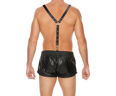 Ouch By Shots Unleashed Split Leather Suspenders with Steel O-Ring, Adjustable 91-112cm