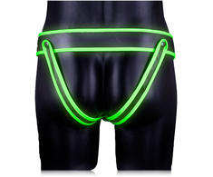 Ouch By Shots Ouch! Glow in the Dark Striped Jockstrap S/M - Fluorescent Žalias Accent
