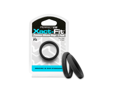 PerfectFitBrand Perfect Fit Xact-Fit #12 Silicone Ring Set 2 vnt., Juodas, 2.2 cm ID