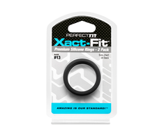 PerfectFitBrand Perfect Fit Xact-Fit #13 Precision Ring Set, 2 vnt., Soft Juodas Silicone