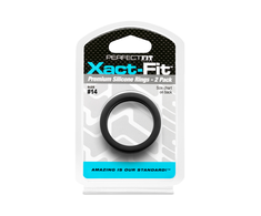 PerfectFitBrand Perfect Fit Xact-Fit Ring Set #14, 2 vnt., Flexible Silicone, Juodas