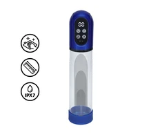 Pumped By Shots Mėlyna Engage - Automatic Atsparus vandeniui Penis Pump and Masturbator - Metallic Mėlyna