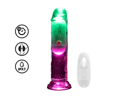 Realrock By Shots LED Vibrating Straight Cock - 15 cm - Transparent