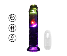 Realrock By Shots RealRock LED Vibrating Model 20 cm Transparent - Multi-Function Intimate Device
