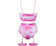 Shots Leg Avenue Tie-Dye Bra &amp; High Waist Set with Garters + Eye Bling, One Size