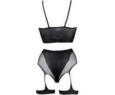 Shots 2-Piece Bra Set with Garters - One Size - Juodas