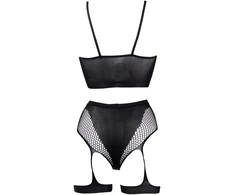 Shots 2-Piece Bra Set with Garters - One Size - Juodas
