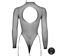 Shots Le Desir Bodysuit Fishnet High Neck Open Back Juodas One Size
