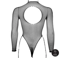 Shots OSX Juodas Body with Fishnet Structure and Turtleneck, Plus Size