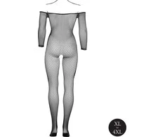 Shots OSX Bodystocking Off-Shoulder Fishnet Longsleeve Juodas Plus Size