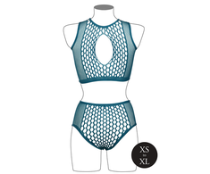 Shots Duo Net Crop Top &amp; High-Waisted Set Juodas One Size S-L