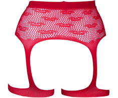 Shots Kiss Fishnet Garter Belt - Universal Size, Decorative Pattern, Juodas