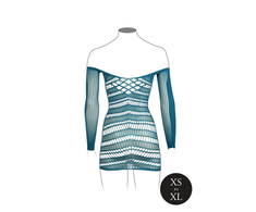 Shots Le Desir Long Sleeve Net Mini Dress S-XL Juodas Mesh Accents
