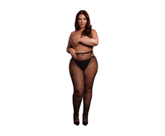Shots Leg Avenue Shimmering Cut-Out Tights Plus Size Juodas/Gold Glitter XL-4XL
