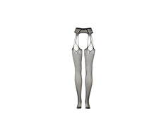 Shots Shredded Suspender Pantyhose Juodas One Size with Fishnet Design