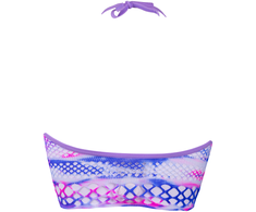 Shots Leg Avenue Fishnet Strappy Halter Crop Top + Eye Sparkle Sticker, One Size