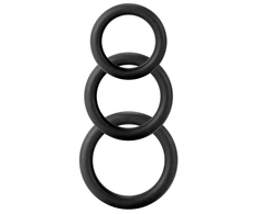 Shots Screaming O Twiddle Rings Set 3 Sizes Silicone Juodas Flexible