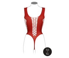 Shots Obsessive V-Neck Intimate Bodysuit with Opaque and Mesh Panels One Size