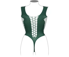 Shots Obsessive Queen Size V-Neck Intimate Bodysuit with Opaque Net Panels
