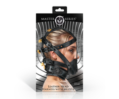 Xr Brands Master Series Leather Head Gear with Adjustable Muzzle - Juodas, Universal Fit