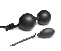 XR Brands Ass Rattler Inflatable Silicone Plug with Weights Juodas