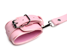 Xr Brands Rožinė nsnovelties Bondage Harness M/L Rožinė - Adjustable Faux Leather with Bows