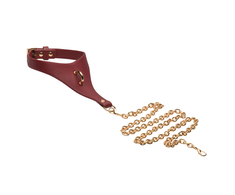 Xr Brands Blush Captivate Adjustable Vegan Leather Collar with Gold Chain Raudona/Gold