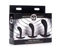 Xr Brands Dark Delights 3-Piece Silicone Curved Anal Trainer Set - Juodas