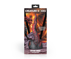 XR Brands Dragon Tongue Silicone Fantasy Toy Raudona/Juodas 24cm Harness-Compatible