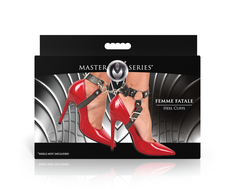 Xr Brands Femme Fatale Heel Cuffs Juodas/Raudona - Adjustable Vegan Leather Ankle Straps