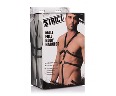 Xr Brands STRICT Male Full Body Adjustable Harness with Dual Rings Juodas