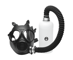 XR Brands Intimate Inhaler Gas Mask Juodas &amp; Baltas with Adjustable Straps