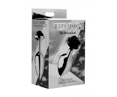 XR Brands Juodas Rose Medium Rose-Shaped Aliuminio Plug Juodas