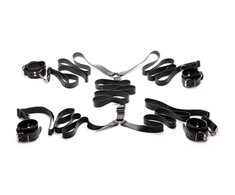 Xr Brands Master Series Leather Bed Restraint System - Adjustable Juodas Set