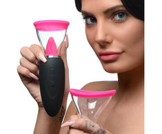 Rožinė XR Brands Lickgasm Mini Rožinė - 10-Mode Suction &amp; Licking Device