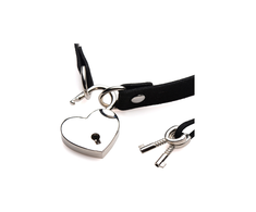 Xr Brands Lock-It Choker with Heart Lock &amp; Key - Adjustable Juodas Strap