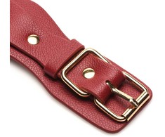 XR Brands Vegan Leather Restraints Set Raudona Adjustable Buckles