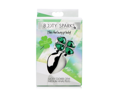 XR Brands Lucky Clover Metal Intimate Plug Medium Sidabrinis Gem