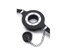 XR Brands Pie Hole Silicone Open Mouth Gag with Removable Plug Juodas