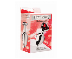 Xr Brands Booty Sparks Medium Aluminum Plug with Raudona Heart-Shaped Gem