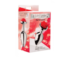 Xr Brands Raudona Rose Intimate Plug Medium - Aluminum, Decorative Floral Base