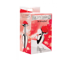 Xr Brands Raudona Rose Metal Intimate Plug Small - Juodas Rose, Lightweight Aluminum