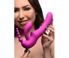 Xr Brands Regal Rider Triple Vibrating Silicone Intimate System - Strapless, Juodas