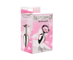 Xr Brands Rožinė Booty Sparks Rožinė Gem Aluminum Plug Small - Heart-Shaped Jewel Base