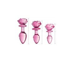 Rožinė XR Brands Rožinė Rose Glass Intimate Plug Large - Artistic Borosilicate